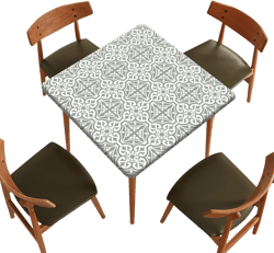 Square Moroccan Tile Pattern Fitted Tablecloth, Geometric Elastic Edge Table Clothes Washable Table Cover Polyester Tablecloths for Family Dining Room Patio Use, Fit for 30" x 30" Square Table