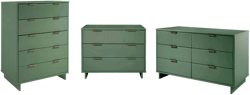 Manhattan Comfort 3pc Granville Chest with Single &#38; Double Dresser Set: Modern UV Finish, Metal Handles