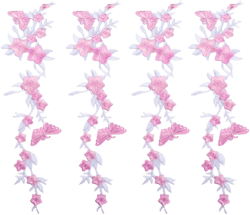 4 Pieces 10inch Long Floral Iron on Patches Butterfly in Flower Embroidered Patches Applique for Neckline Embellishment Trimming Shoes Jeans Clothing Repair Decor (Pink+White)