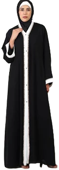 Front Open Zoom Fabric Abaya