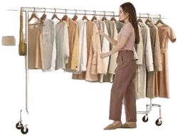 Silver Chrome Plated Clothes Rack with Wheels