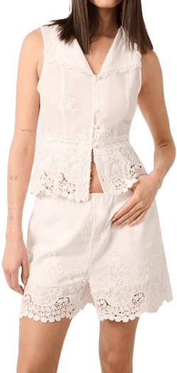 WeWoreWhat Women's Lace Button Up Top