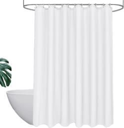 UFRIDAY White Fabric Extra Long Shower Curtain Liner 72 x 84 inches with 12 Hooks,Washable Fabric Shower Curtain for Bathroom Water Resistant Shower Liner Hotel Quality Bathroom Curtains White 72"W x 84"L (Pack of 1)
