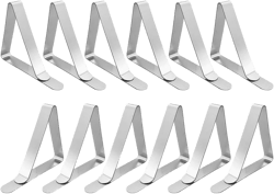 Tablecloth Clips Large Picnic Table Clips for 1.7-2.5" Thickness Picnic Table Cloth Holders Stainless Steel Table Cover Clips Clamps - 12 Pack Stainless Steel_large Size