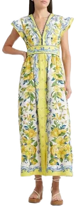 Farm Rio Women's Sicily Scarf Print Cotton Maxi Dress