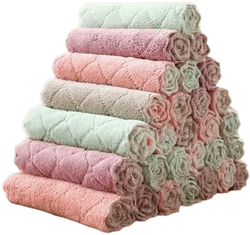 10 Pack Reusable Absorbent Microfiber Cleaning Cloths