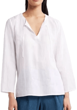 Eileen Fisher Women's Split Neck Organic Linen Top