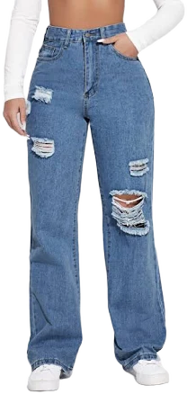 SHEIN High Waist Ripped Jeans