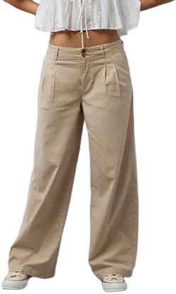 AE Stretch Linen-Blend High-Waisted Wide-Leg Trousers