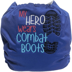 Hero Wears Combat Boots Cloth Diaper - Embroidered Cloth Diaper - Military Baby Cloth Diaper - Pocket Nappy - All In One AIO - Cloth Cover