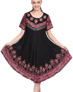 A-Line Flower Print Short Sleeve Dress