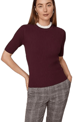 Ann Taylor Women's Ruffle Neck Ribbed Sweater