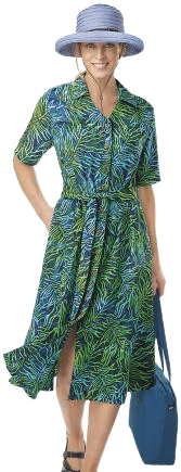Magellan's Travelsmith Cotton Batik Shirt Dress with Pockets and Self Tie Belt