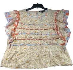 International Concepts Blouse Womens Size Xl Multicolor Ruffled Floral