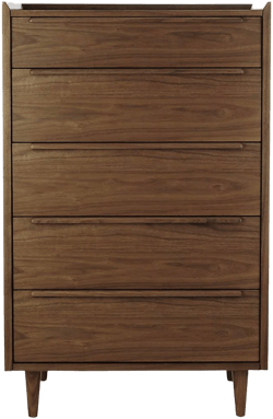 Crate & Barrel 32" Walnut 5-Drawer Tall Dresser