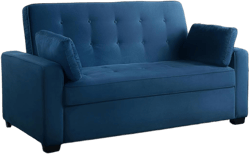 Serta Ainsley 72.6" Convertible Sleeper Sofa, Queen Size, Dreamcoil Comfort, Soft Velvet Fabric, Navy Queen Sofa Navy Blue