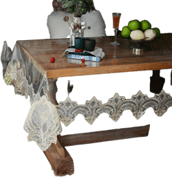 SUTAVIA Clear Plastic PVC Lace Tablecloth Waterproof Oil Proof Transparent Exquisite Vinyl Table Cover for Home Holiday Dining Table(Champagne, Rectangle,60 x 84 Inch,6-8 Seats) 84" x 60" (Oblong) Champagne