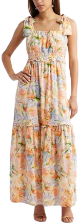 Chelsea28 Tie Strap Floral Maxi Dress