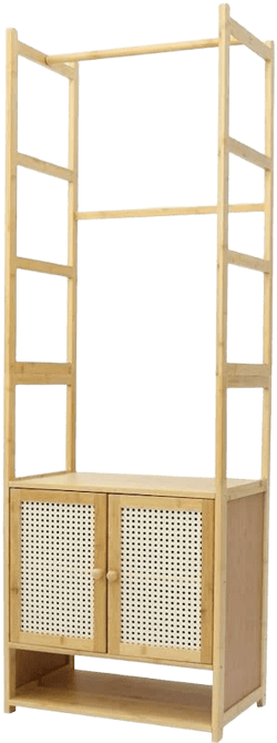Freestanding Bamboo Clothes Rack with Shoe Storage