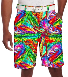 Hreski Men's Radiant Neon Feather Golf Shorts