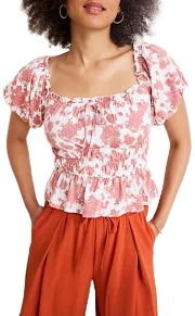 Francesca's Kenley Floral Puff Sleeve Blouse