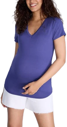 Maternity Motherhood Side Ruched V-Neck Tee