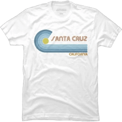 Design by Humans 70s 80s California CA Wave Graphic T-Shirt