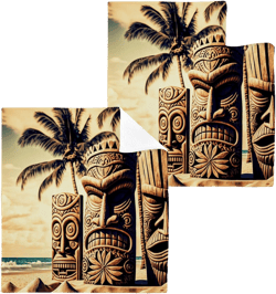 Cotton Washcloths Set of 4 Vintage Tiki Statue, Soft Absorbent Quick Dry Towels, Multi-Purpose Fingertip Towels for Bathroom Hotel Travel 12×12 in onesize×4