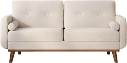 Garvee 65" Loveseat Sofa, Mid Century Modern Couch Couch, Linen Upholstered Sofa for Living Room, Bedroom, Office, Beige