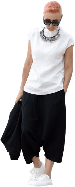 Women's Avant Garde Linen Short Sleeve Blouse