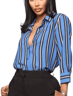 Fashion Nova Women's Stripes On Stripes Button Down Shirt