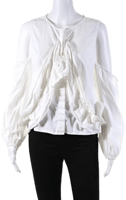Viva Aviva Women's Elastic Ruffle Button Down Blouse
