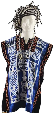 Cameroonian Heritage Hand-Embroidered Toghu Dashiki