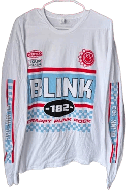 American Vintage Shirts | Blink 182 23/24 Official Merch Concert Graphic Long Sleeve Shirt Band 2023 Tour | Color: Blue/White | Size: Xl | Szydelko35'