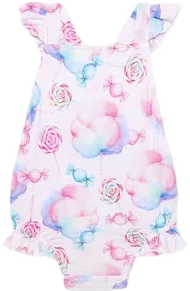 Posh Peanut Baby Girl's Sweeties Ruffle Bubble Romper