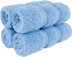 American Soft Linen 4 Pack Washcloth Set, 100% Cotton Washcloth Hand Face Towels for Bathroom and Kitchen, Sky Blue