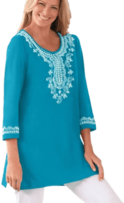 Woman Within Plus Size Embroidered Knit Tunic