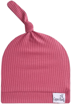 Baby Copper Pearl Rib Knit Top Knot Hat