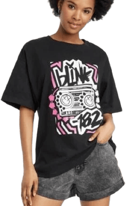 Blink 182 Women's Oversized Graphic T-Shirt