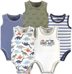 Touched by Nature Baby Boy Organic Cotton Bold Dinosaur Bodysuits (5-Pack)