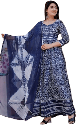 Panash India Floral Printed Long Kurta with Dupatt