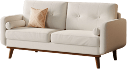 Garvee 65" Loveseat Sofa Couch,  Linen Upholstered Sofa with Wood Legs for Living Room, Bedroom, Office, Beige