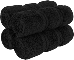 American Soft Linen 4 Pack Washcloth Set, 100% Cotton Washcloth Hand Face Towels for Bathroom and Kitchen, Black
