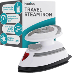 Ivation Travel Steam Iron | Mini Dual Voltage Dry Iron & Clothes Steamer with Nonstick Soleplate, Temperature Control & Indicator Light | Heats in Seconds, Small & Compact, ETL Certified, 1.3 Lbs.