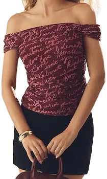 Maeve Pink Off-The-Shoulder Mesh Top