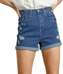 Umgee 5 Pocket Distressed Stretch Denim Shorts