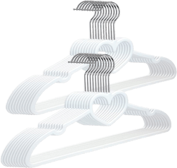 Plastic Hangers 20 Pack, Cute Clothes Hangers Ultra Thin Space Saving with 360 Degree Swivel Hook-Strong and Durable Adult for Dress, Shirts,Coats White 20