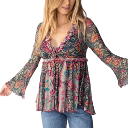 Natural Life Sierra Ruffle Mesh Top