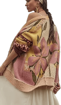 Free People Bali Tropical Garden Cotton Blend Cardigan