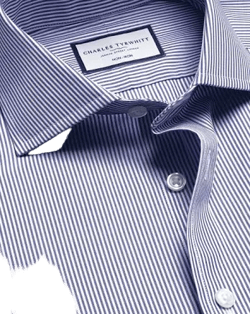 Men's Charles Tyrwhitt Cutaway Collar Non-Iron Poplin Bengal Stripe Dress Shirt